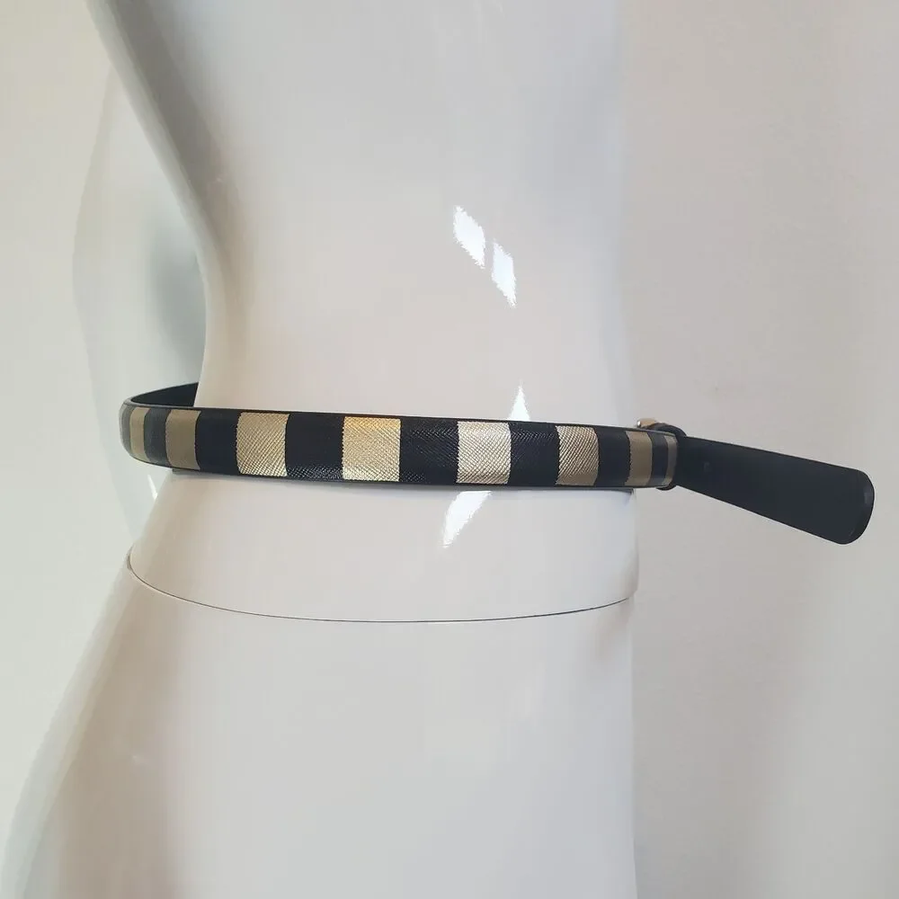 Unbranded Black & Gold Striped Belt